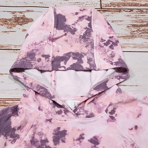 🌺3/$20 Athleta Hoodie PinkbTie Dye Thumbholes Soft Stretch M 8-10 - Picture 4 of 9
